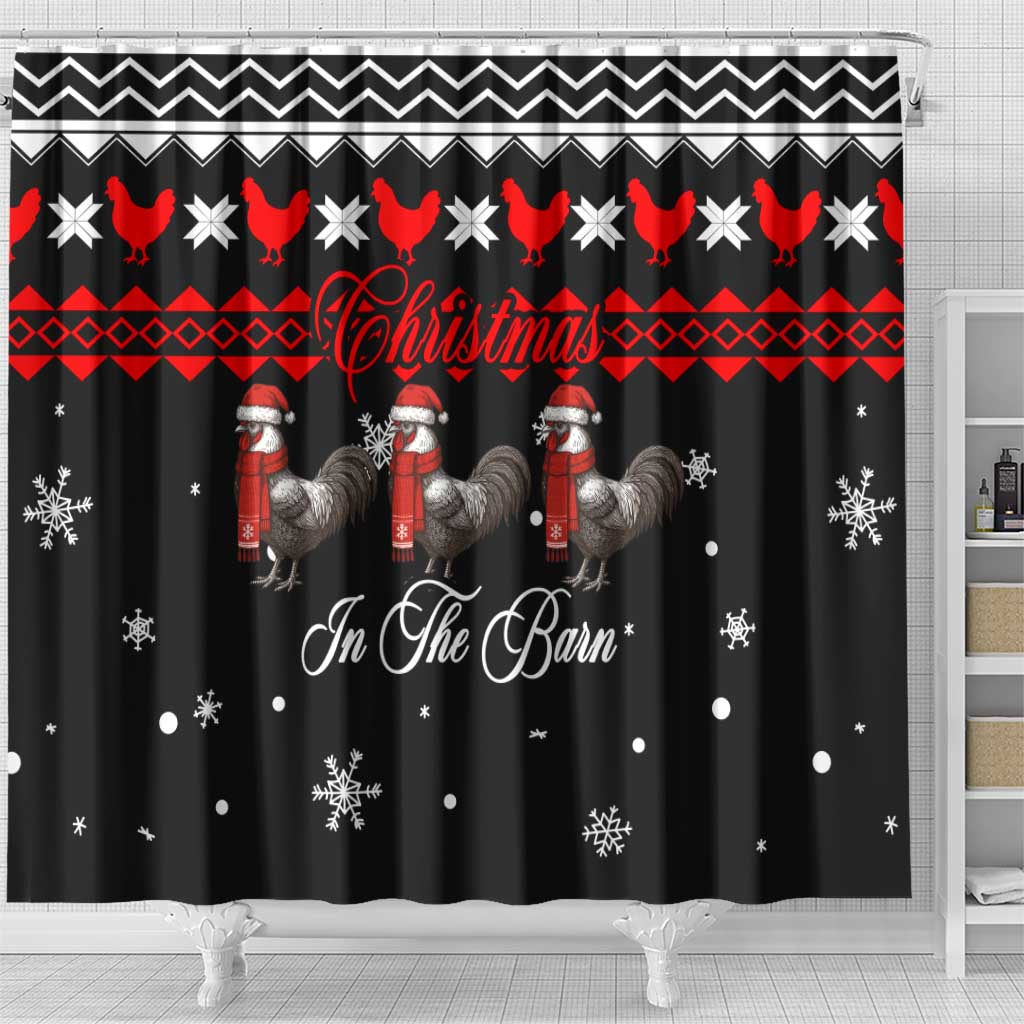 Chicken Farm Christmas Shower Curtain Xmas Holiday Patterns - Wonder Print Shop