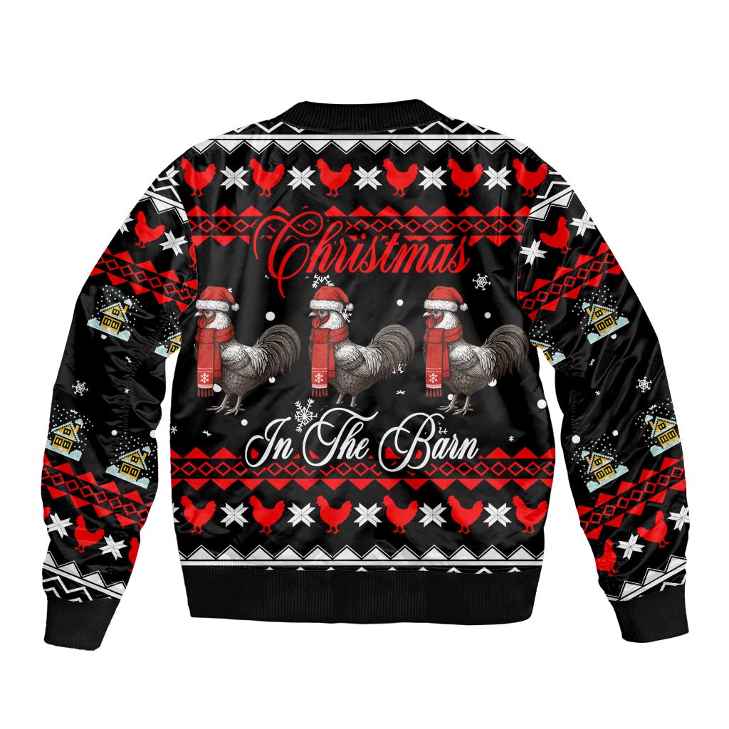 Chicken Farm Christmas Sleeve Zip Bomber Jacket Xmas Holiday Patterns - Wonder Print Shop