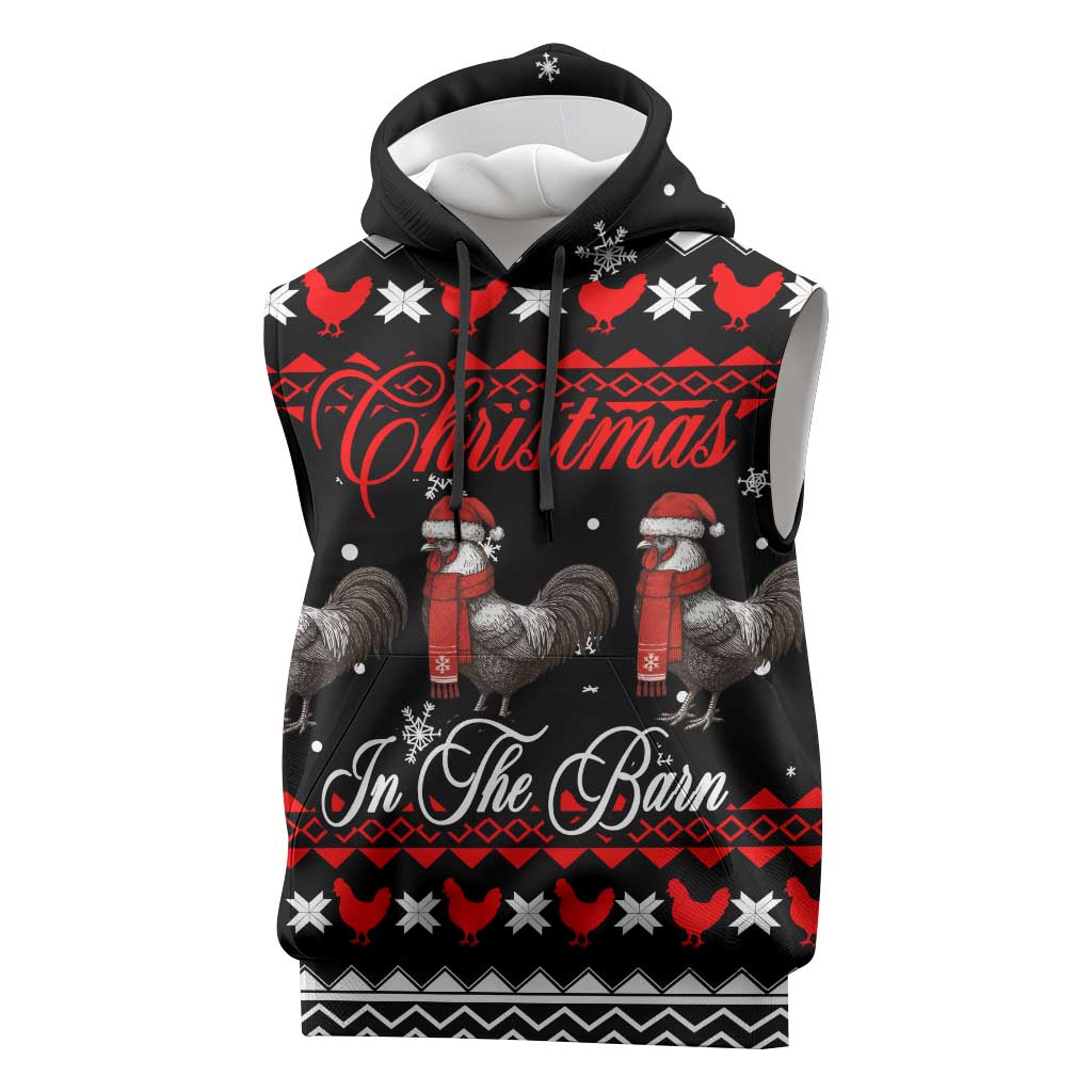 Chicken Farm Christmas Sleeveless Hoodie Xmas Holiday Patterns - Wonder Print Shop