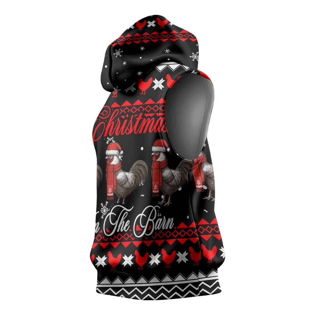 Chicken Farm Christmas Sleeveless Hoodie Xmas Holiday Patterns - Wonder Print Shop