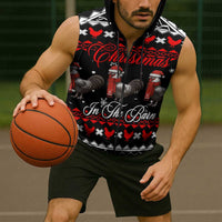 Chicken Farm Christmas Sleeveless Zip Hoodie Xmas Holiday Patterns - Wonder Print Shop