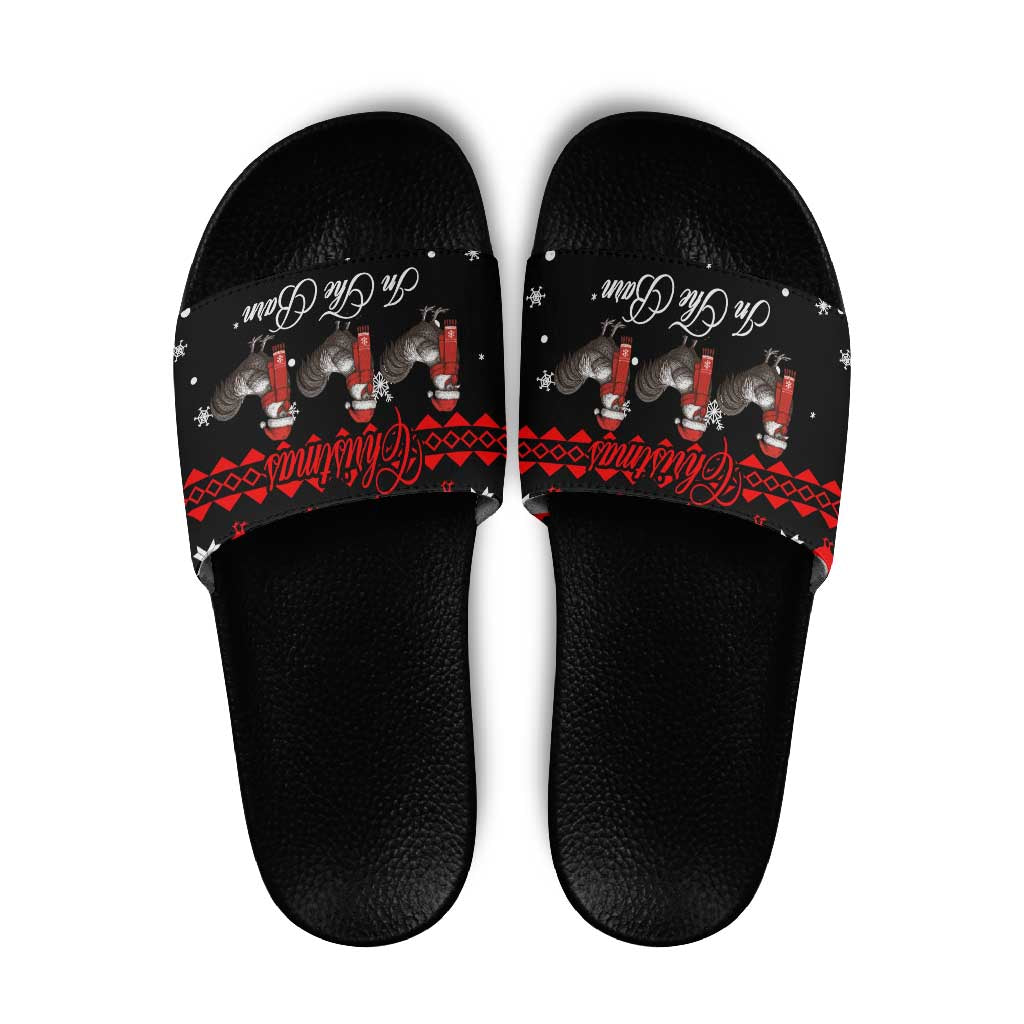 Chicken Farm Christmas Slide Sandals Xmas Holiday Patterns - Wonder Print Shop