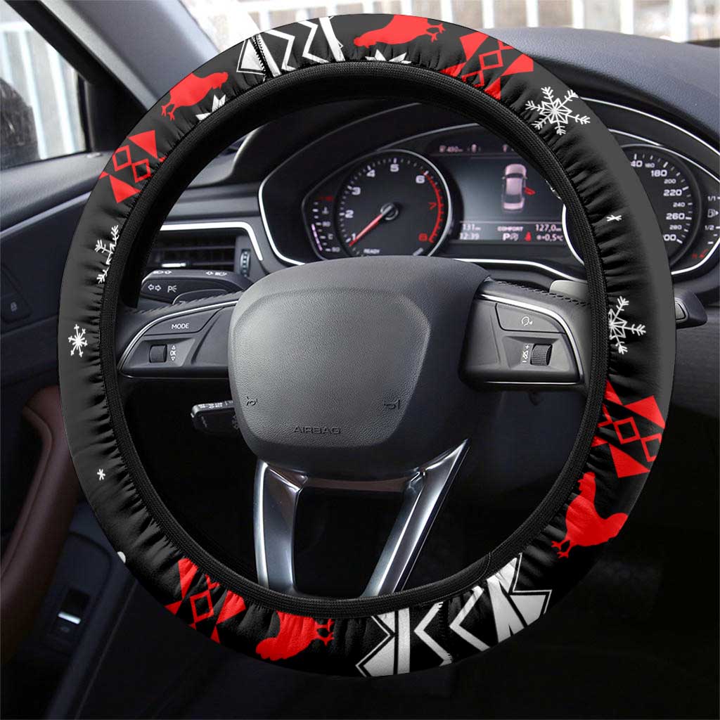 Chicken Farm Christmas Steering Wheel Cover Xmas Holiday Patterns - Wonder Print Shop