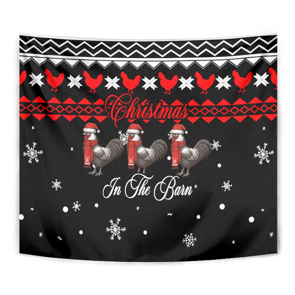 Chicken Farm Christmas Tapestry Xmas Holiday Patterns - Wonder Print Shop
