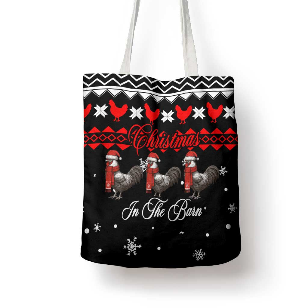 Chicken Farm Christmas Tote Bag Xmas Holiday Patterns - Wonder Print Shop