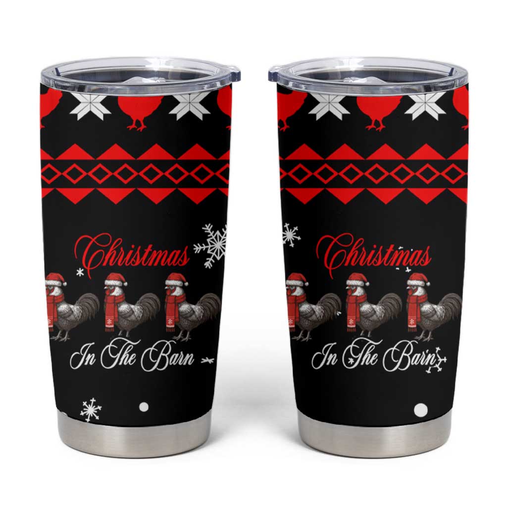Chicken Farm Christmas Tumbler Cup Xmas Holiday Patterns - Wonder Print Shop