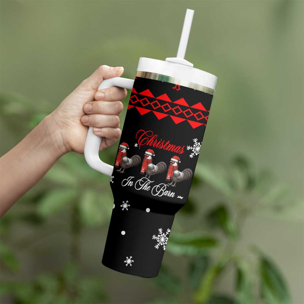 Chicken Farm Christmas Tumbler With Handle Xmas Holiday Patterns - Wonder Print Shop