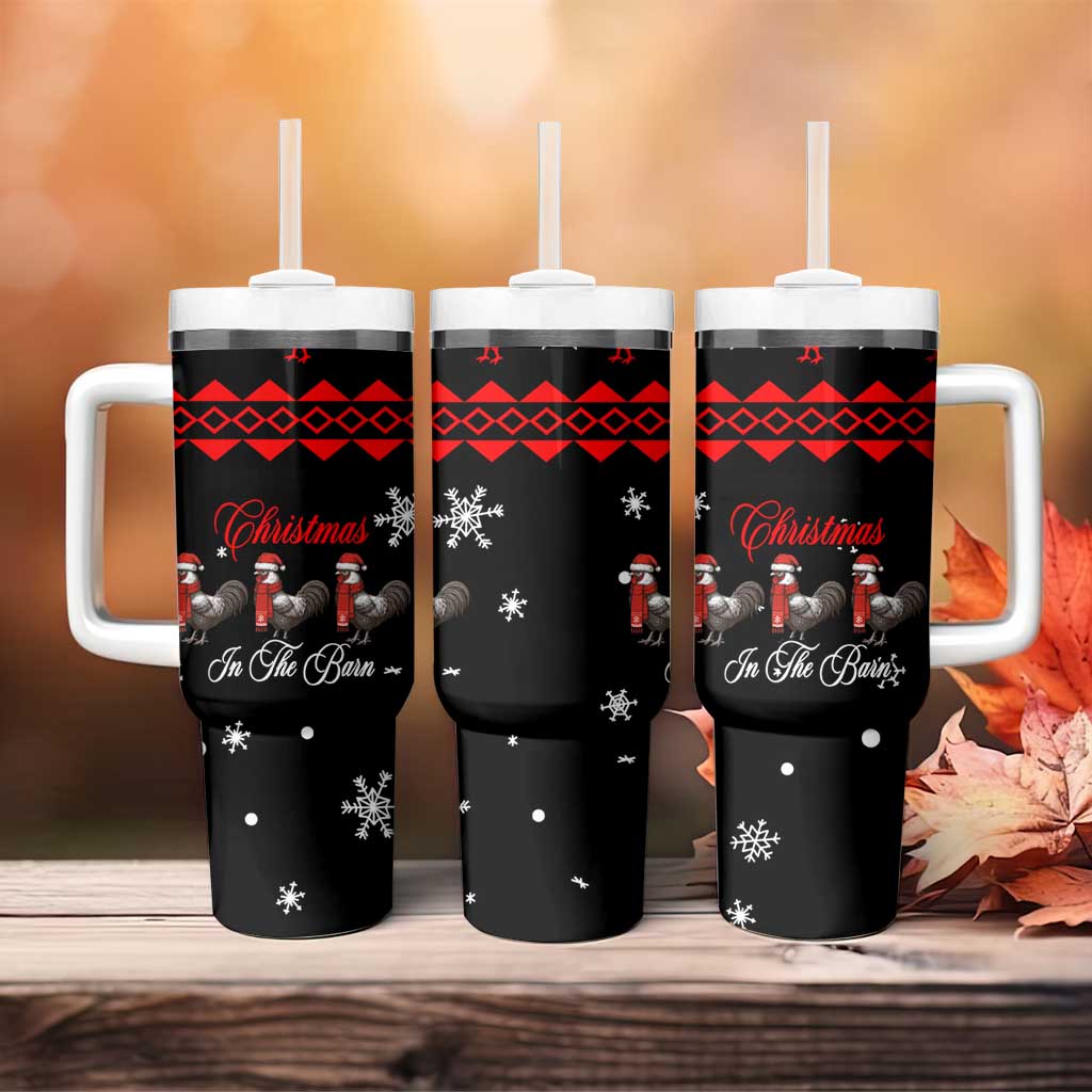 Chicken Farm Christmas Tumbler With Handle Xmas Holiday Patterns - Wonder Print Shop