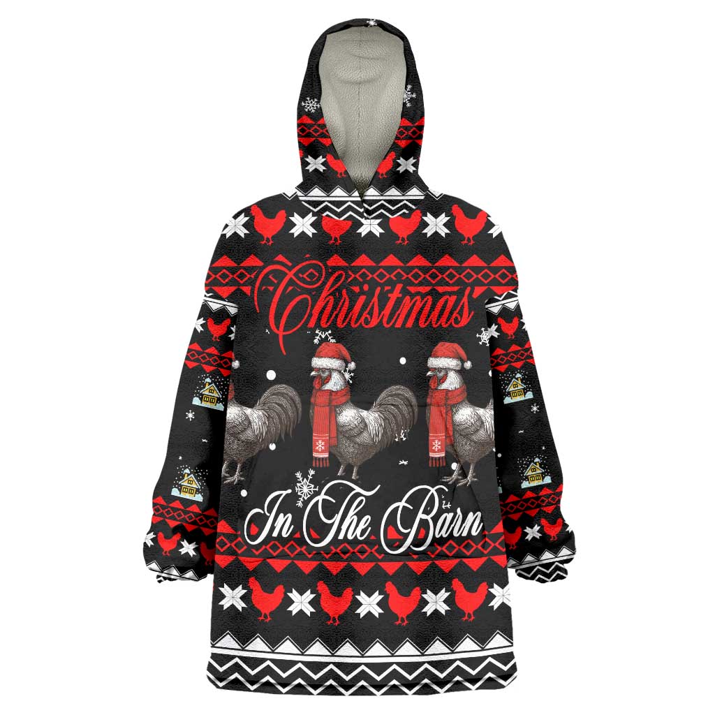 Chicken Farm Christmas Wearable Blanket Hoodie Xmas Holiday Patterns - Wonder Print Shop
