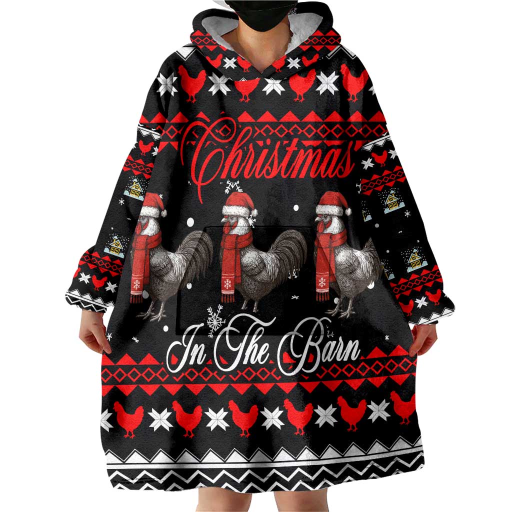 Chicken Farm Christmas Wearable Blanket Hoodie Xmas Holiday Patterns - Wonder Print Shop