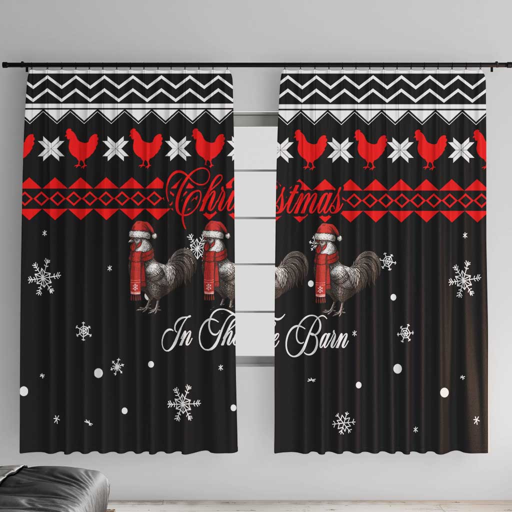 Chicken Farm Christmas Window Curtain Xmas Holiday Patterns - Wonder Print Shop