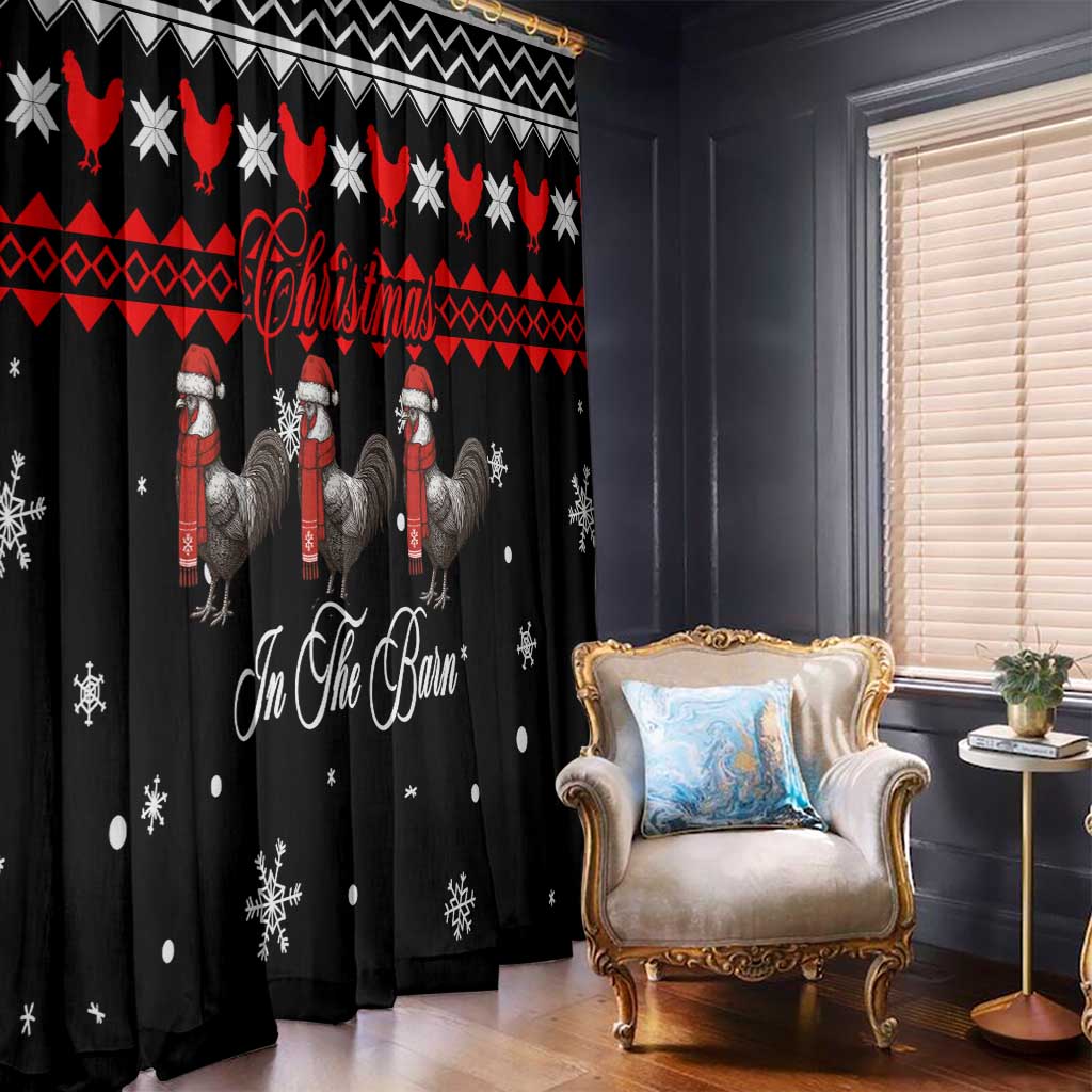 Chicken Farm Christmas Window Curtain Xmas Holiday Patterns - Wonder Print Shop