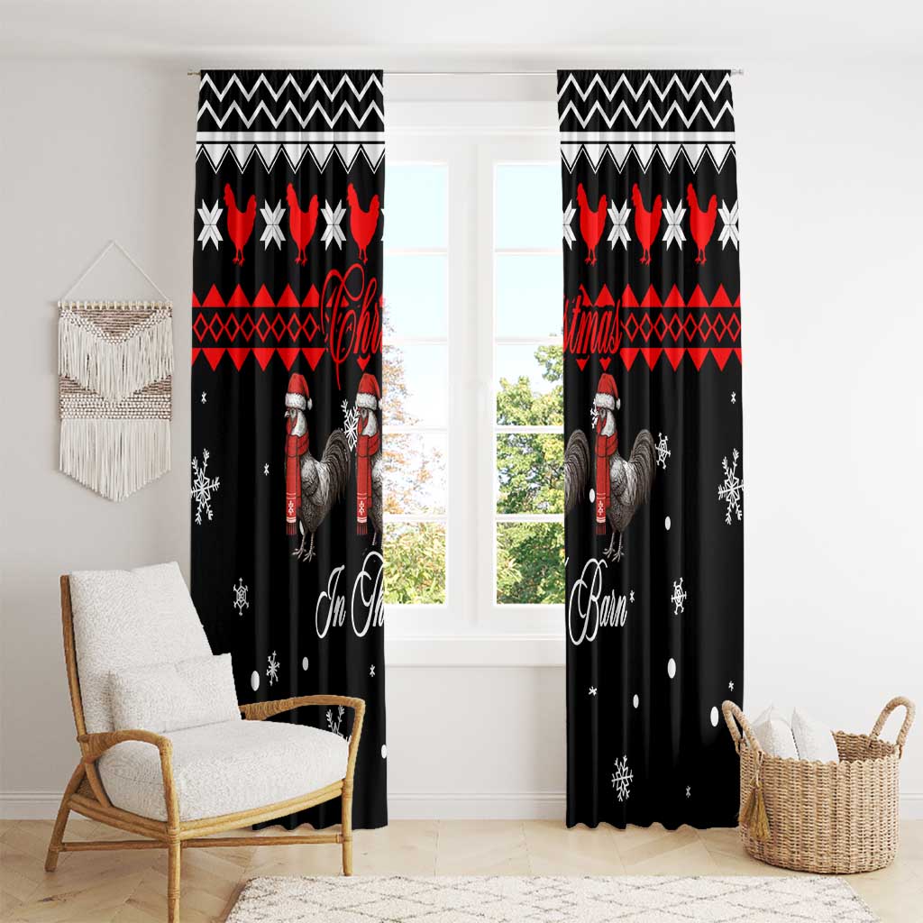 Chicken Farm Christmas Window Curtain Xmas Holiday Patterns - Wonder Print Shop