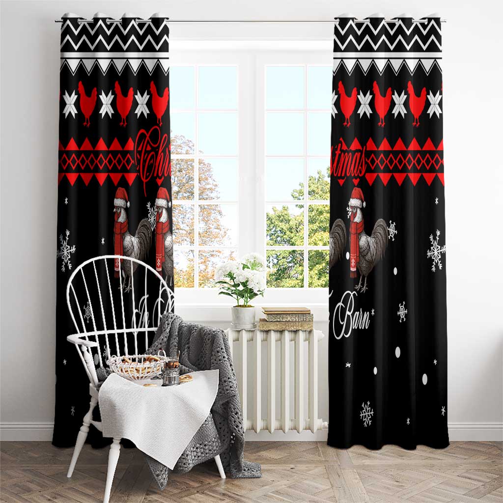Chicken Farm Christmas Window Curtain Xmas Holiday Patterns - Wonder Print Shop