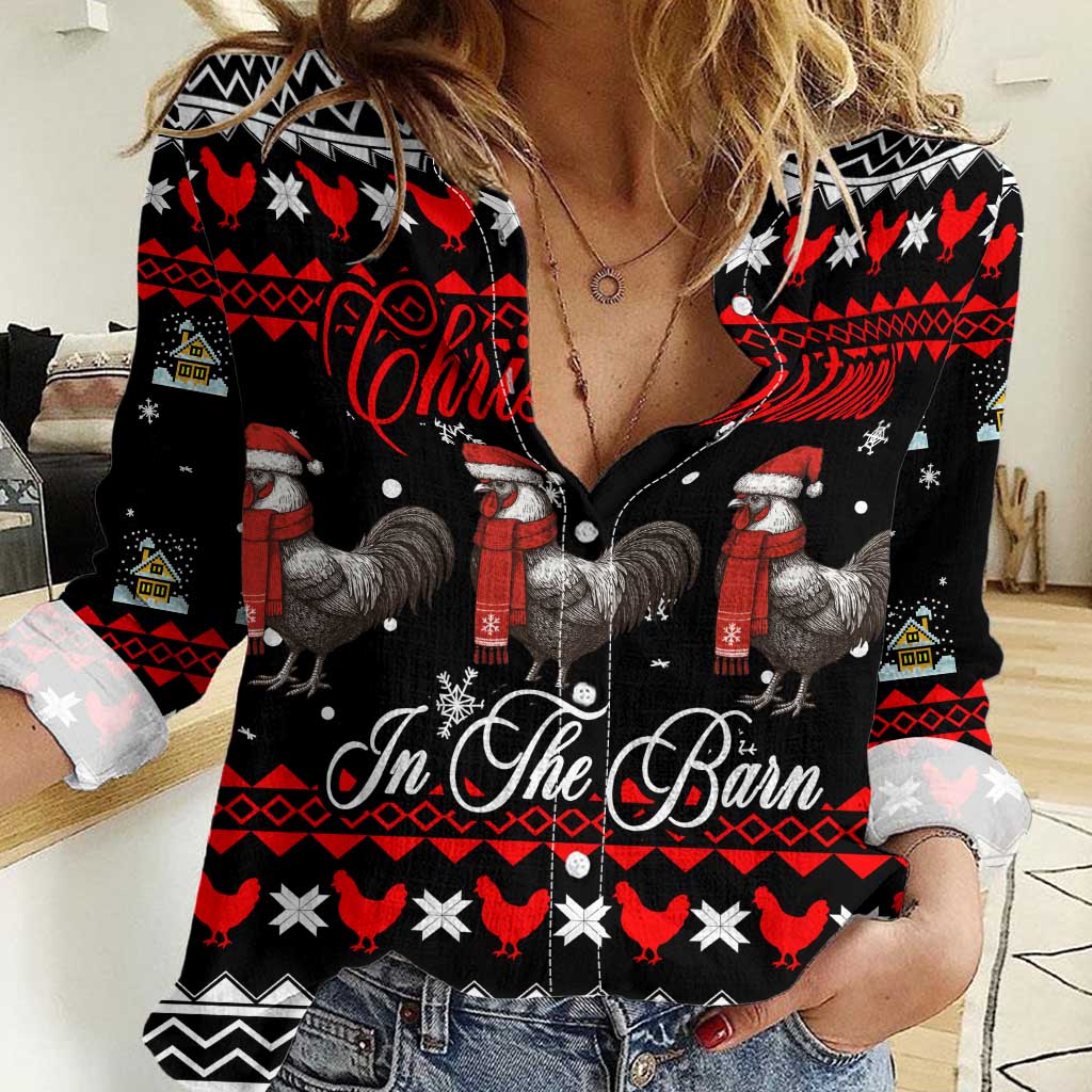 Chicken Farm Christmas Women Casual Shirt Xmas Holiday Patterns - Wonder Print Shop