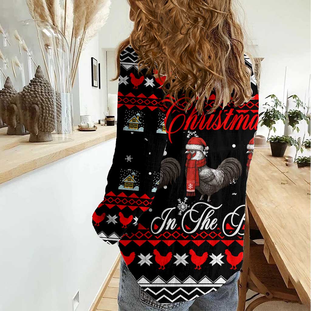 Chicken Farm Christmas Women Casual Shirt Xmas Holiday Patterns - Wonder Print Shop