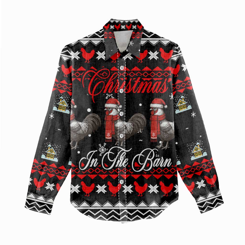 Chicken Farm Christmas Women Casual Shirt Xmas Holiday Patterns - Wonder Print Shop