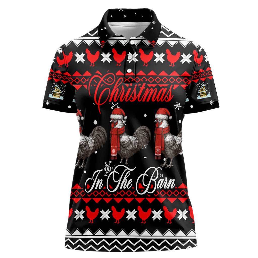 Chicken Farm Christmas Women Polo Shirt Xmas Holiday Patterns - Wonder Print Shop