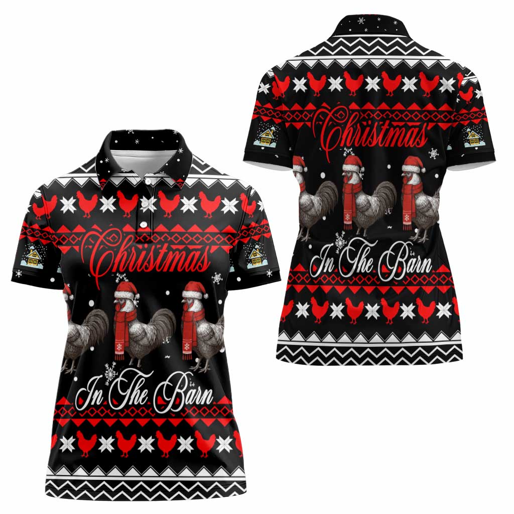 Chicken Farm Christmas Women Polo Shirt Xmas Holiday Patterns - Wonder Print Shop