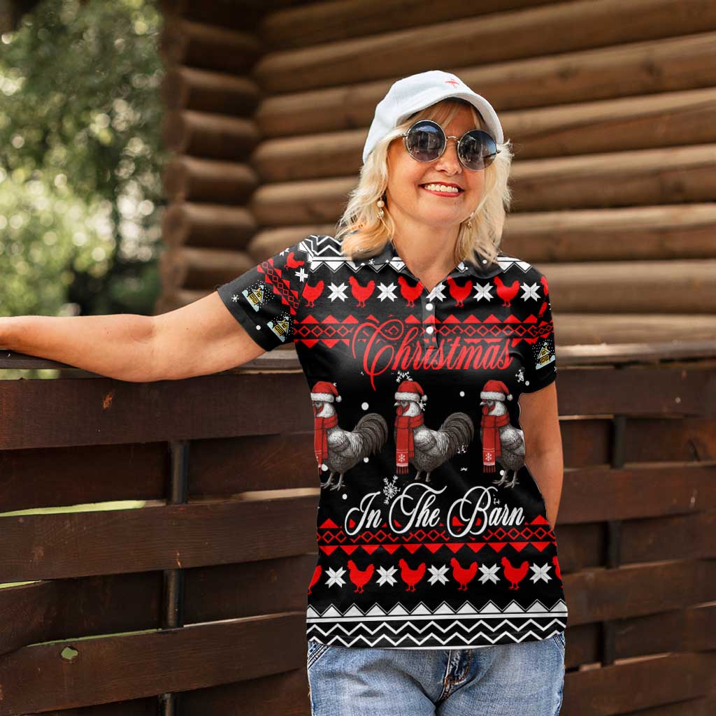 Chicken Farm Christmas Women Polo Shirt Xmas Holiday Patterns - Wonder Print Shop