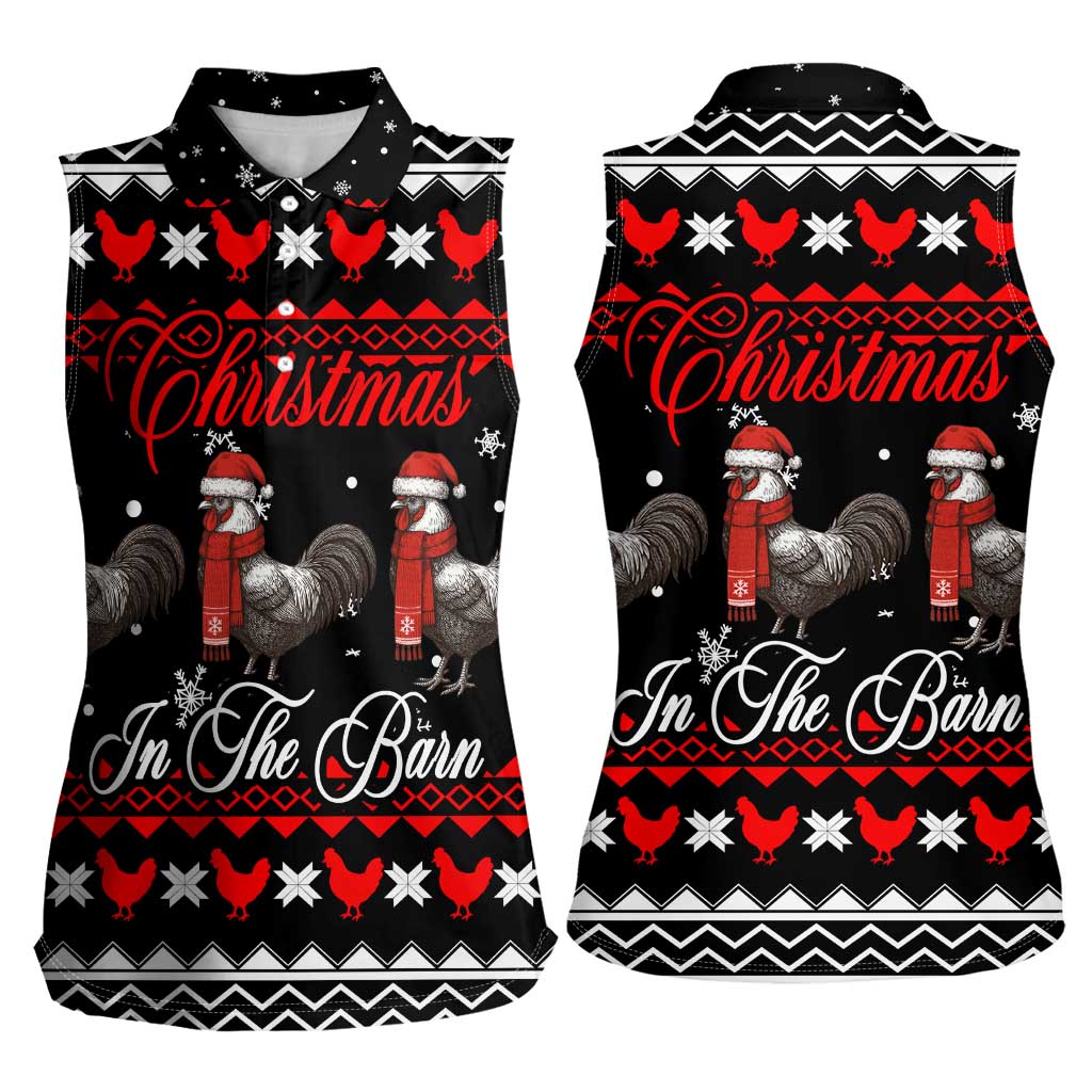 Chicken Farm Christmas Women Sleeveless Polo Shirt Xmas Holiday Patterns - Wonder Print Shop