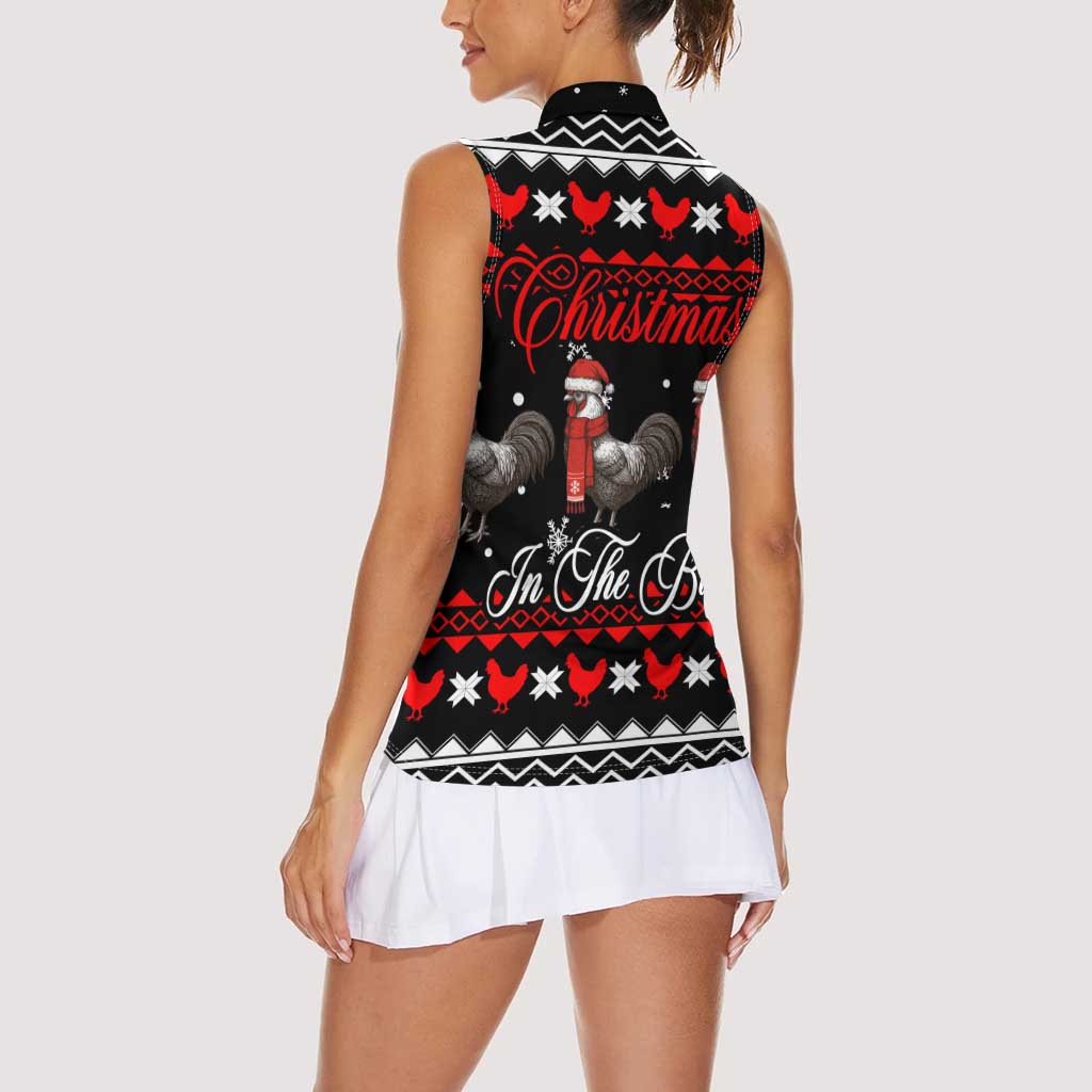 Chicken Farm Christmas Women Sleeveless Polo Shirt Xmas Holiday Patterns - Wonder Print Shop