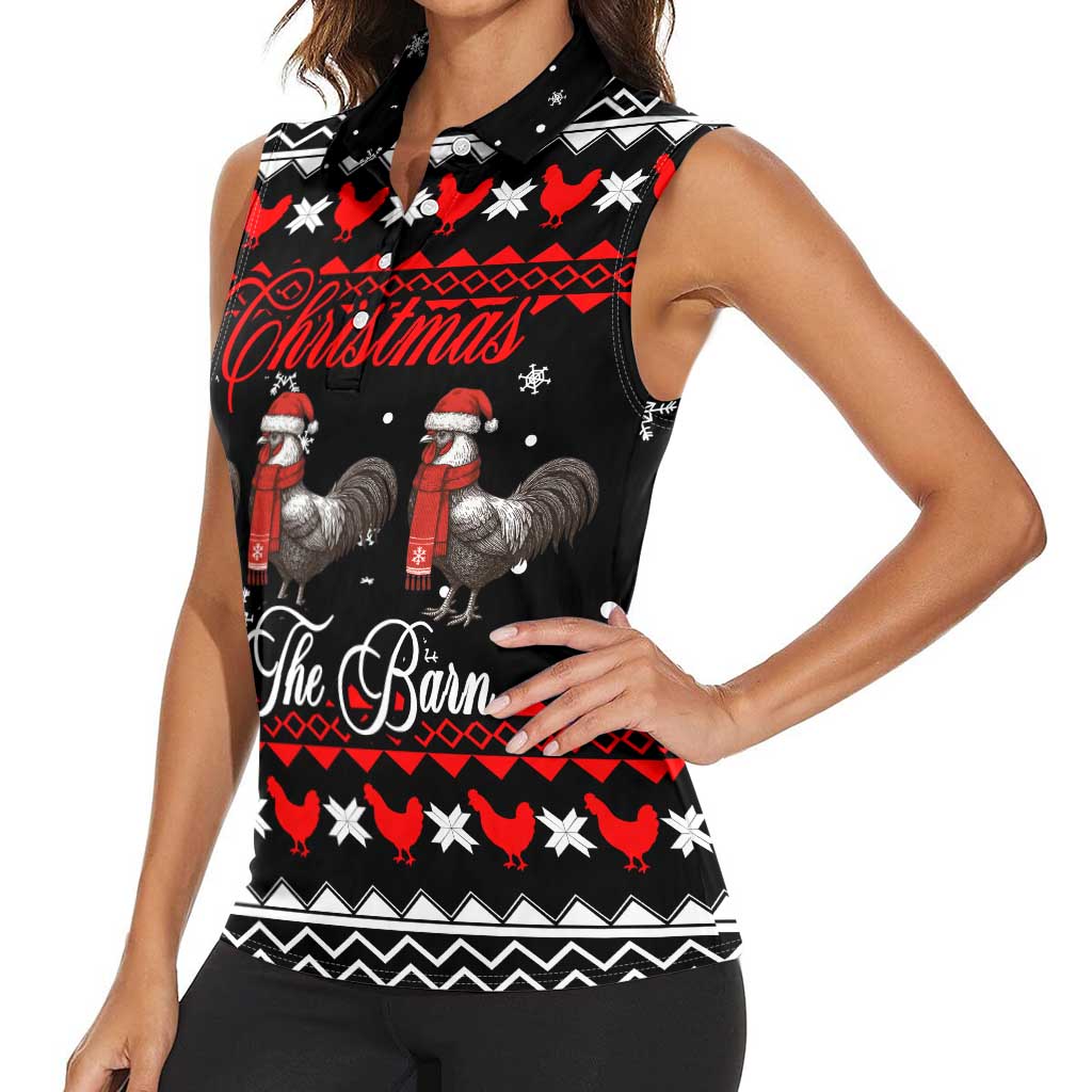 Chicken Farm Christmas Women Sleeveless Polo Shirt Xmas Holiday Patterns - Wonder Print Shop