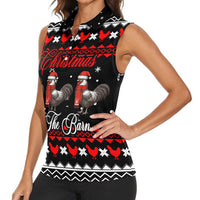 Chicken Farm Christmas Women Sleeveless Polo Shirt Xmas Holiday Patterns - Wonder Print Shop