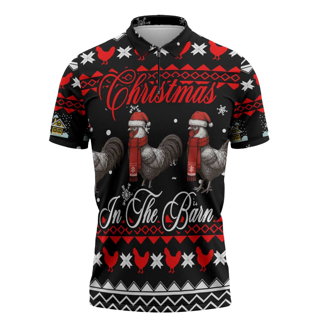 Chicken Farm Christmas Zipper Polo Shirt Xmas Holiday Patterns - Wonder Print Shop