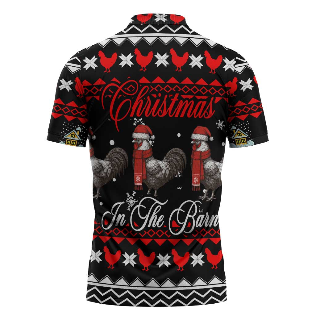 Chicken Farm Christmas Zipper Polo Shirt Xmas Holiday Patterns - Wonder Print Shop