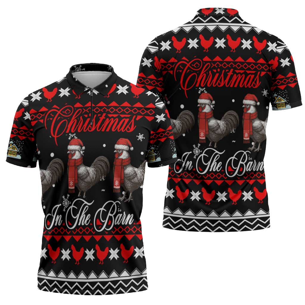 Chicken Farm Christmas Zipper Polo Shirt Xmas Holiday Patterns - Wonder Print Shop