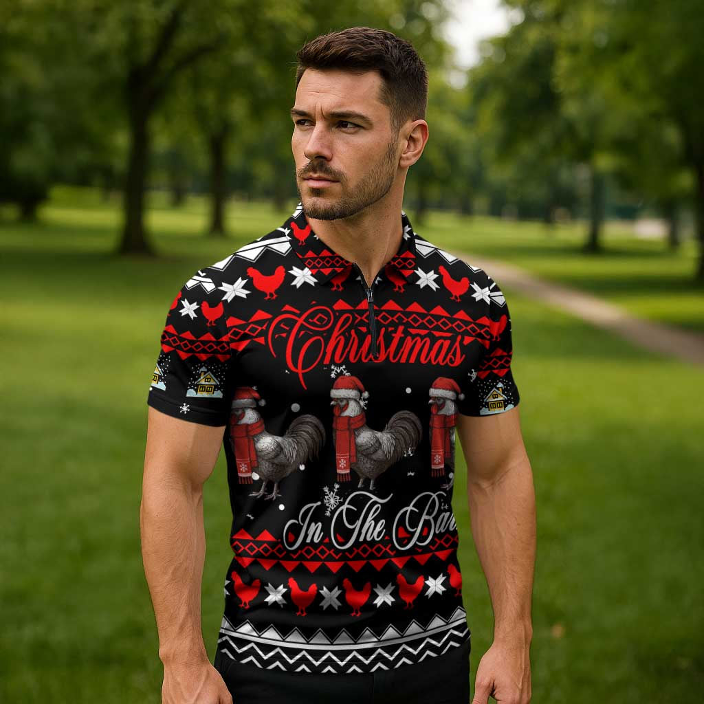 Chicken Farm Christmas Zipper Polo Shirt Xmas Holiday Patterns - Wonder Print Shop