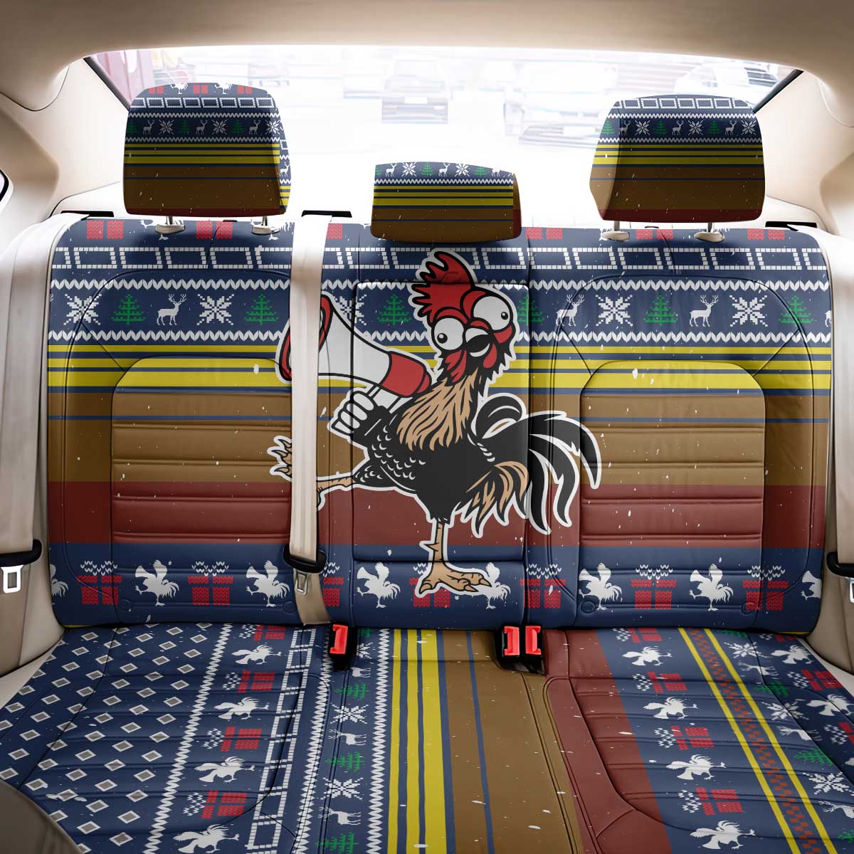 Chicken It Twice Christmas Back Car Seat Cover Xmas Holiday Patterns - Wonder Print Shop