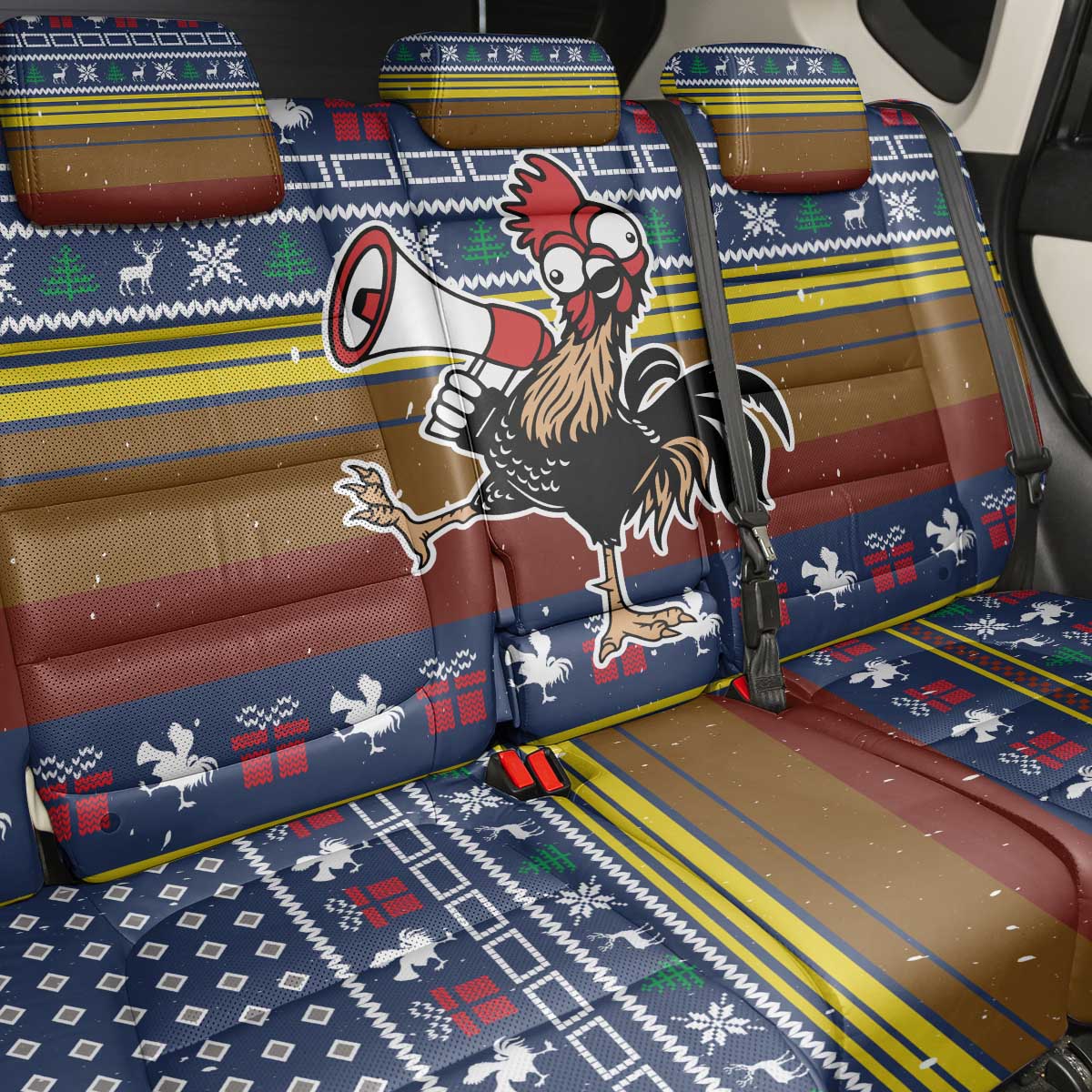 Chicken It Twice Christmas Back Car Seat Cover Xmas Holiday Patterns - Wonder Print Shop
