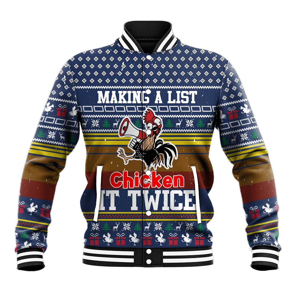 Chicken It Twice Christmas Baseball Jacket Xmas Holiday Patterns - Wonder Print Shop