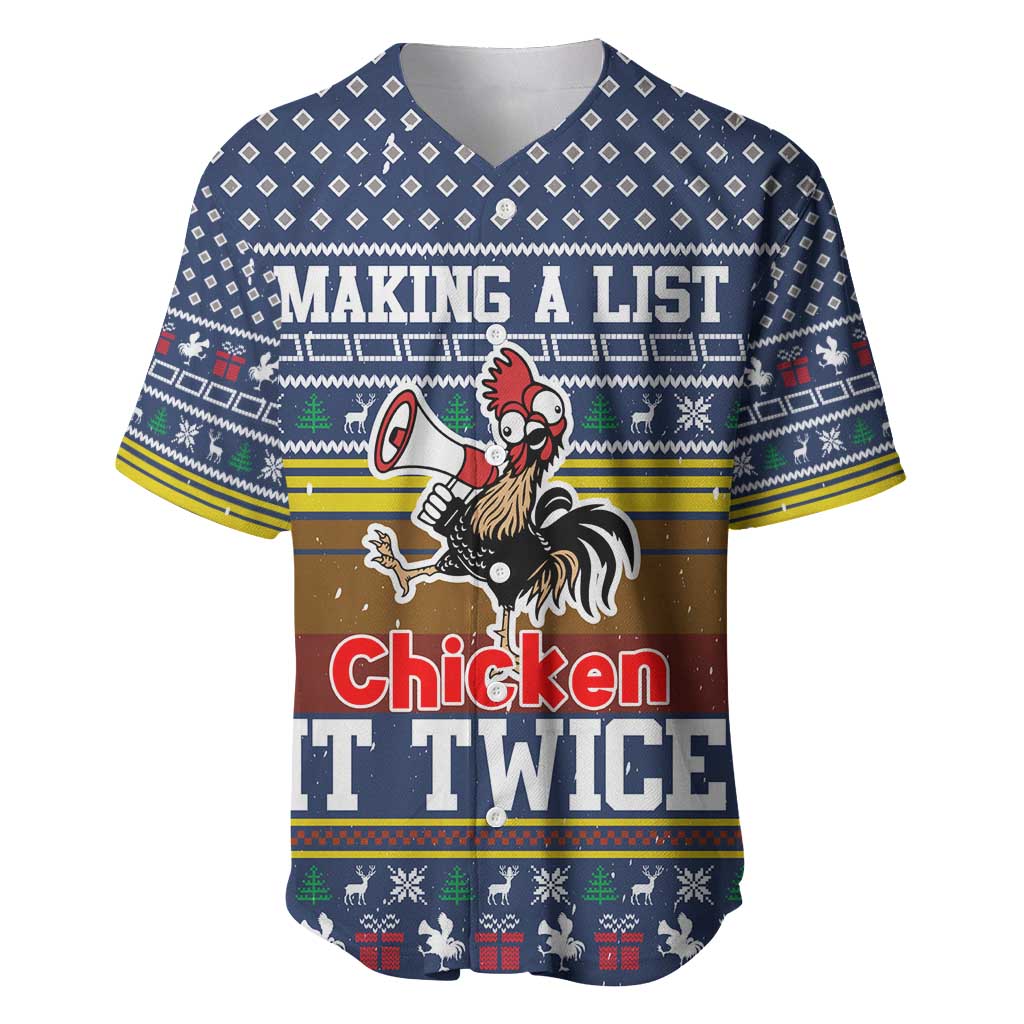 Chicken It Twice Christmas Baseball Jersey Xmas Holiday Patterns - Wonder Print Shop