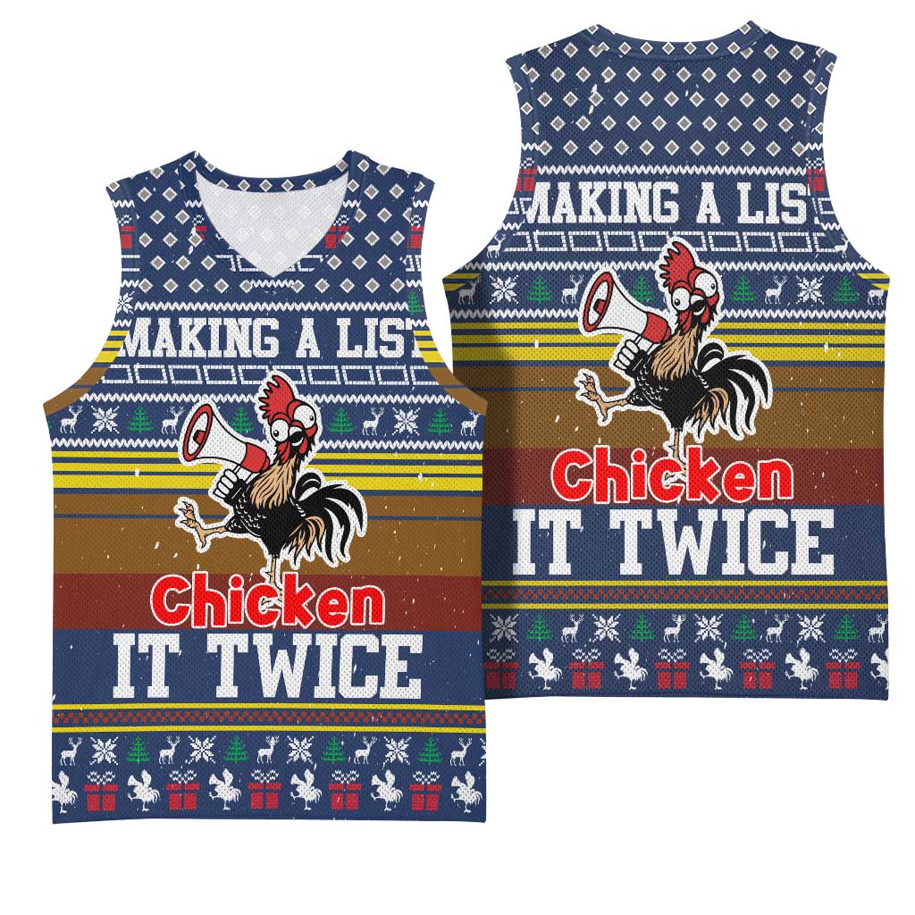 Chicken It Twice Christmas Basketball Jersey Xmas Holiday Patterns - Wonder Print Shop