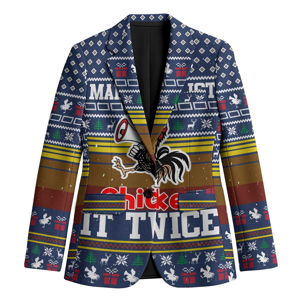 Chicken It Twice Christmas Blazer Xmas Holiday Patterns - Wonder Print Shop