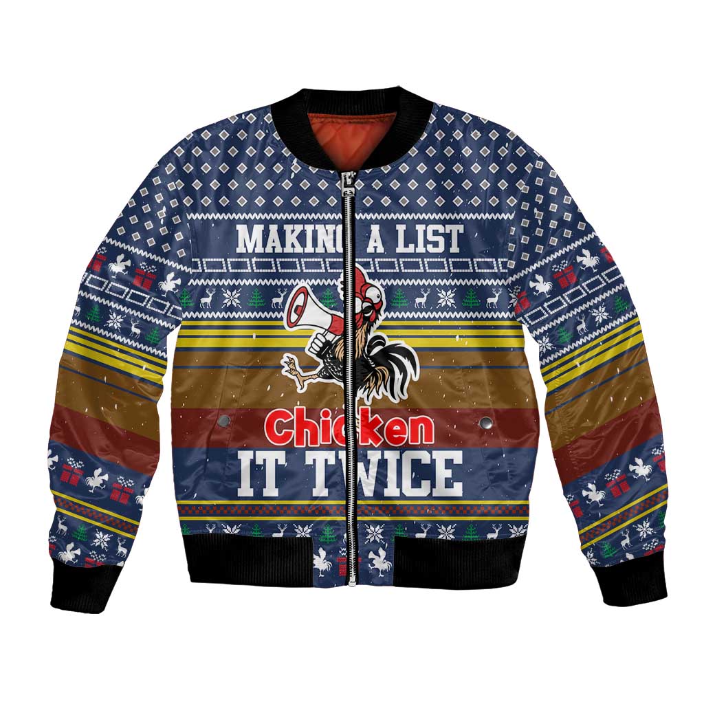 Chicken It Twice Christmas Bomber Jacket Xmas Holiday Patterns - Wonder Print Shop