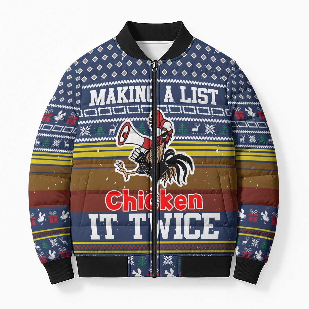Chicken It Twice Christmas Bomber Puffer Jacket Xmas Holiday Patterns - Wonder Print Shop