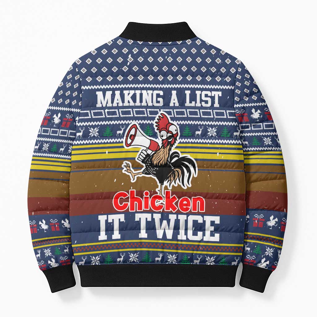 Chicken It Twice Christmas Bomber Puffer Jacket Xmas Holiday Patterns - Wonder Print Shop