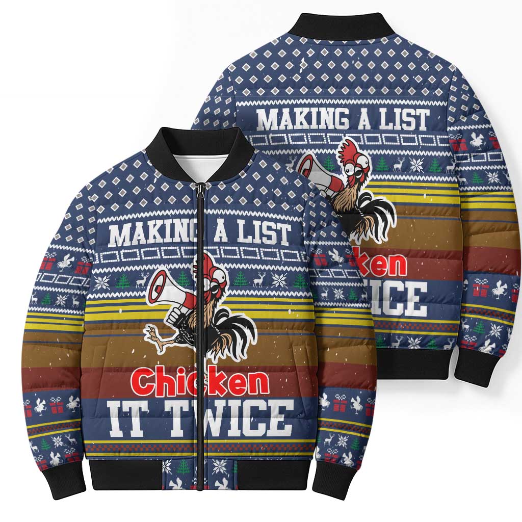Chicken It Twice Christmas Bomber Puffer Jacket Xmas Holiday Patterns - Wonder Print Shop