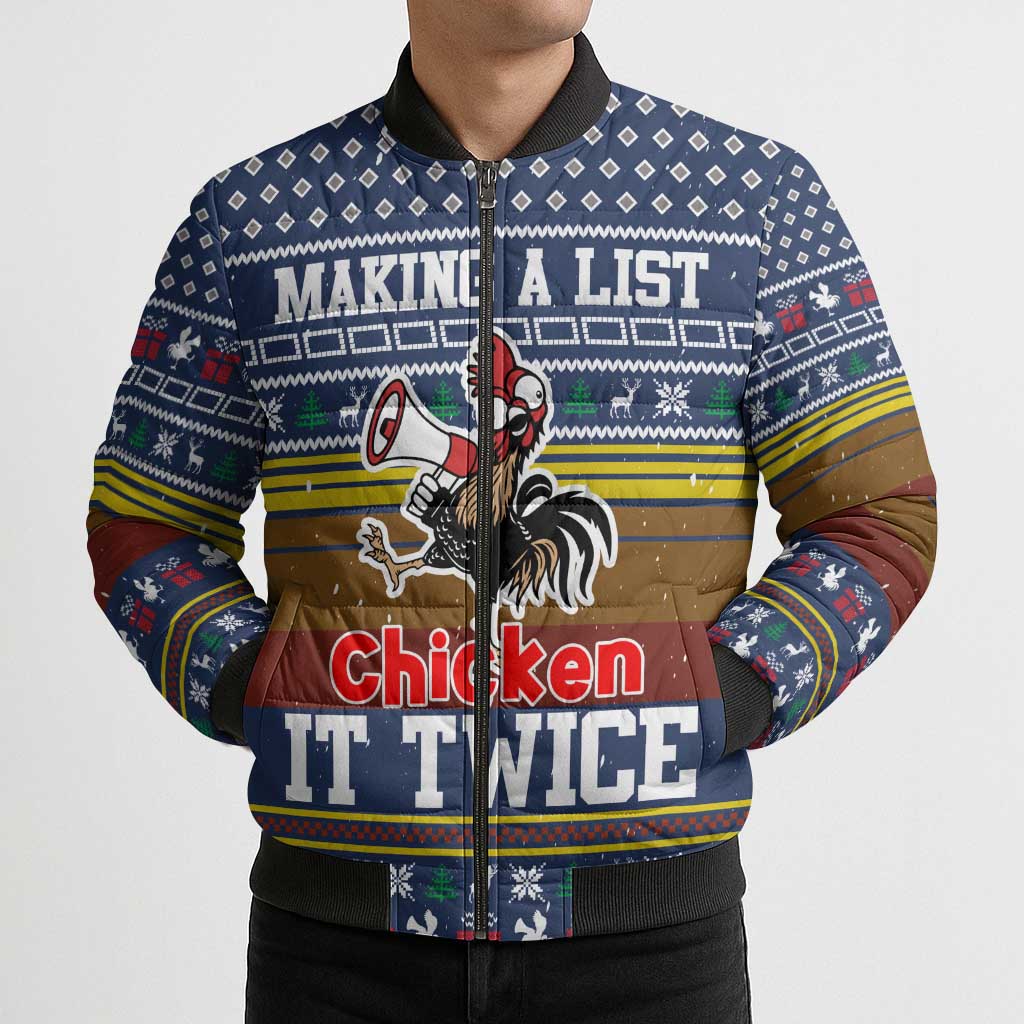 Chicken It Twice Christmas Bomber Puffer Jacket Xmas Holiday Patterns - Wonder Print Shop