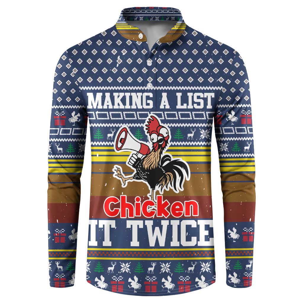 Chicken It Twice Christmas Button Sweatshirt Xmas Holiday Patterns - Wonder Print Shop