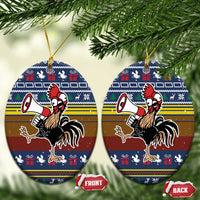 Chicken It Twice Christmas Ceramic Ornament Xmas Holiday Patterns - Wonder Print Shop