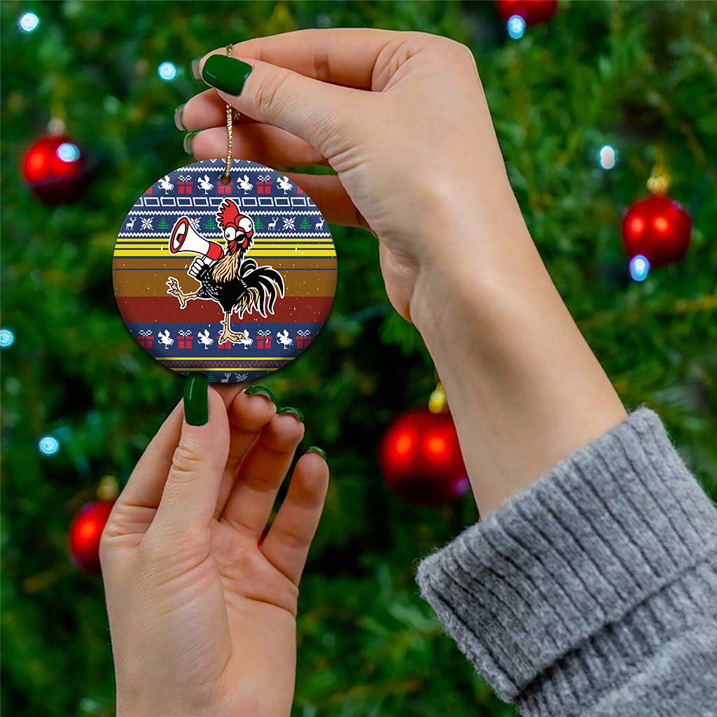 Chicken It Twice Christmas Ceramic Ornament Xmas Holiday Patterns - Wonder Print Shop