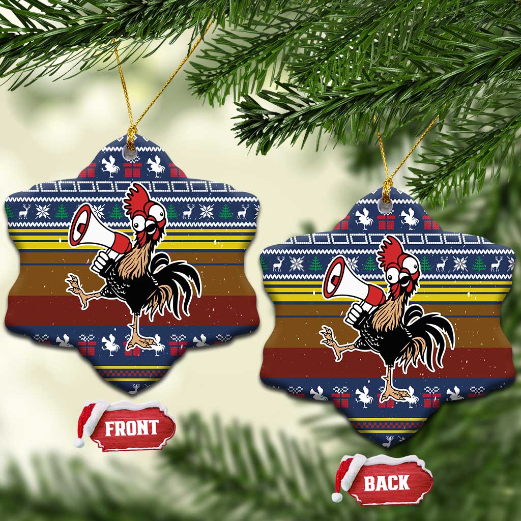 Chicken It Twice Christmas Ceramic Ornament Xmas Holiday Patterns - Wonder Print Shop
