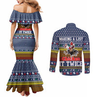 Chicken It Twice Christmas Couples Matching Mermaid Dress and Long Sleeve Button Shirt Xmas Holiday Patterns - Wonder Print Shop