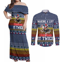 Chicken It Twice Christmas Couples Matching Off Shoulder Maxi Dress and Long Sleeve Button Shirt Xmas Holiday Patterns - Wonder Print Shop