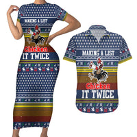 Chicken It Twice Christmas Couples Matching Short Sleeve Bodycon Dress and Hawaiian Shirt Xmas Holiday Patterns - Wonder Print Shop